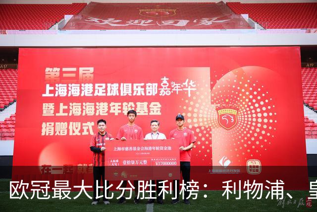 欧冠最大比分胜利榜：利物浦、皇马净胜8球居首